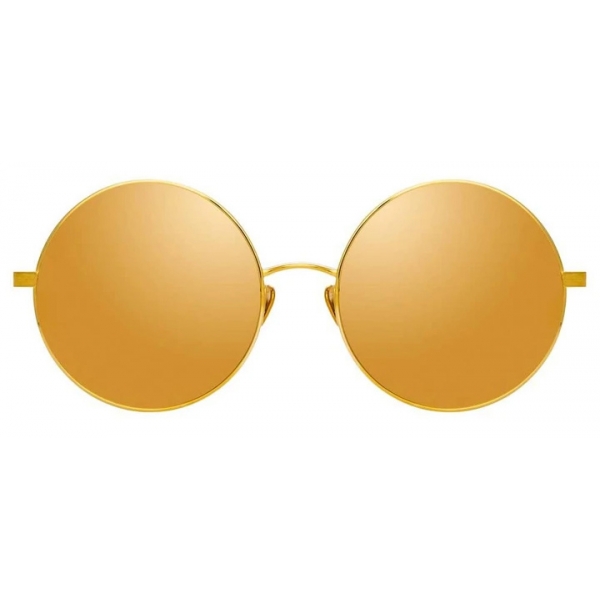 Linda Farrow Lockhart C Round Sunglasses In Yellow Gold And Black