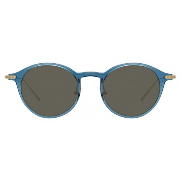 Linda Farrow Linear Arris A C Oval Sunglasses In Marine