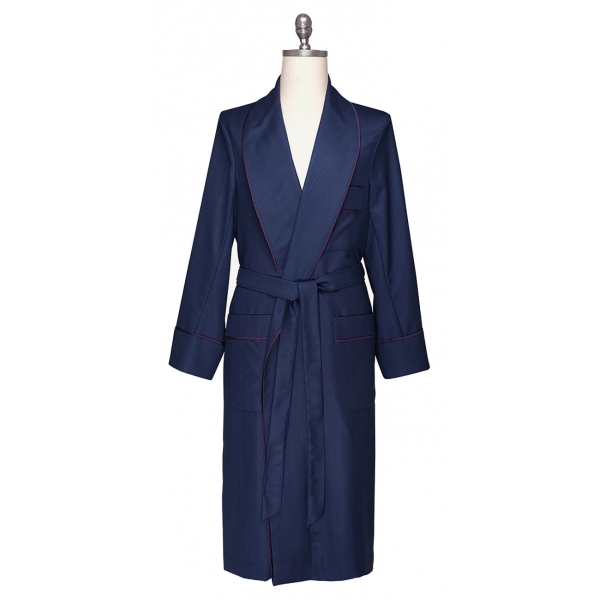 Viola Milano Unlined Vbc Wool Silk Dressing Gown Herringbone