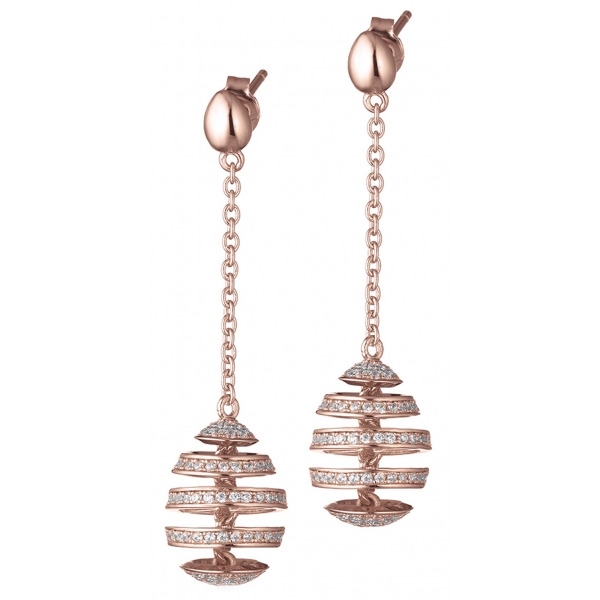 Tsars Collection Orecchini In Argento Spirale Rosa Handmade In