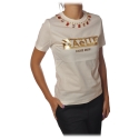 Gaëlle Paris - Short Sleeve Crewneck T-Shirt - Cream - T-Shirt - Made in Italy - Luxury Exclusive Collection