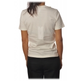 Elisabetta Franchi - Short Sleeve Crewneck T-Shirt - Cream - T-Shirt - Made in Italy - Luxury Exclusive Collection
