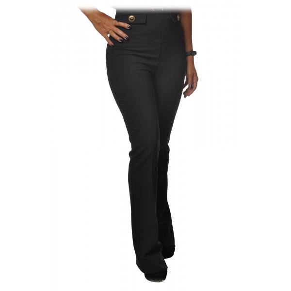 Elisabetta Franchi - High-Waisted with Flared Leg - Black - Trousers - Made in Italy - Luxury Exclusive Collection