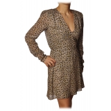 Elisabetta Franchi - Animalier Short Model V-Neck - Tribe - Dress - Made in Italy - Luxury Exclusive Collection