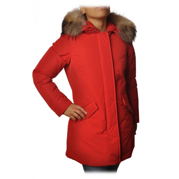 Woolrich - Arctic Parka with Hood and Contrasting Color Fur - Red - Jacket - Luxury Exclusive Collection