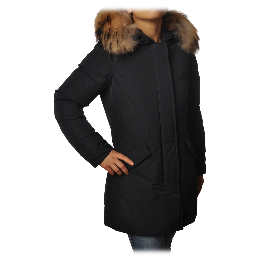 Mysterie advocaat een vuurtje stoken Woolrich - Arctic Parka with Hood and Contrasting Color Fur - Blue - Jacket  - Luxury Exclusive Collection - Avvenice