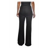 Elisabetta Franchi - High Waisted Wide Leg Trousers - Black - Trousers - Made in Italy - Luxury Exclusive Collection