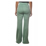 Elisabetta Franchi - Pantaloni Vita Alta a Palazzo - Verde Tiffany - Pantaloni - Made in Italy - Luxury Exclusive Collection