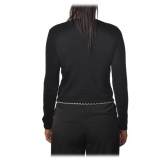 Elisabetta Franchi - Crew-Neck Sweater with Buttons - Black - Sweater - Made in Italy - Luxury Exclusive Collection