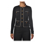 Elisabetta Franchi - Crew-Neck Sweater with Buttons - Black - Sweater - Made in Italy - Luxury Exclusive Collection