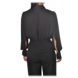 Elisabetta Franchi - Body Manica Lunga - Nero - Camicia - Made in Italy - Luxury Exclusive Collection