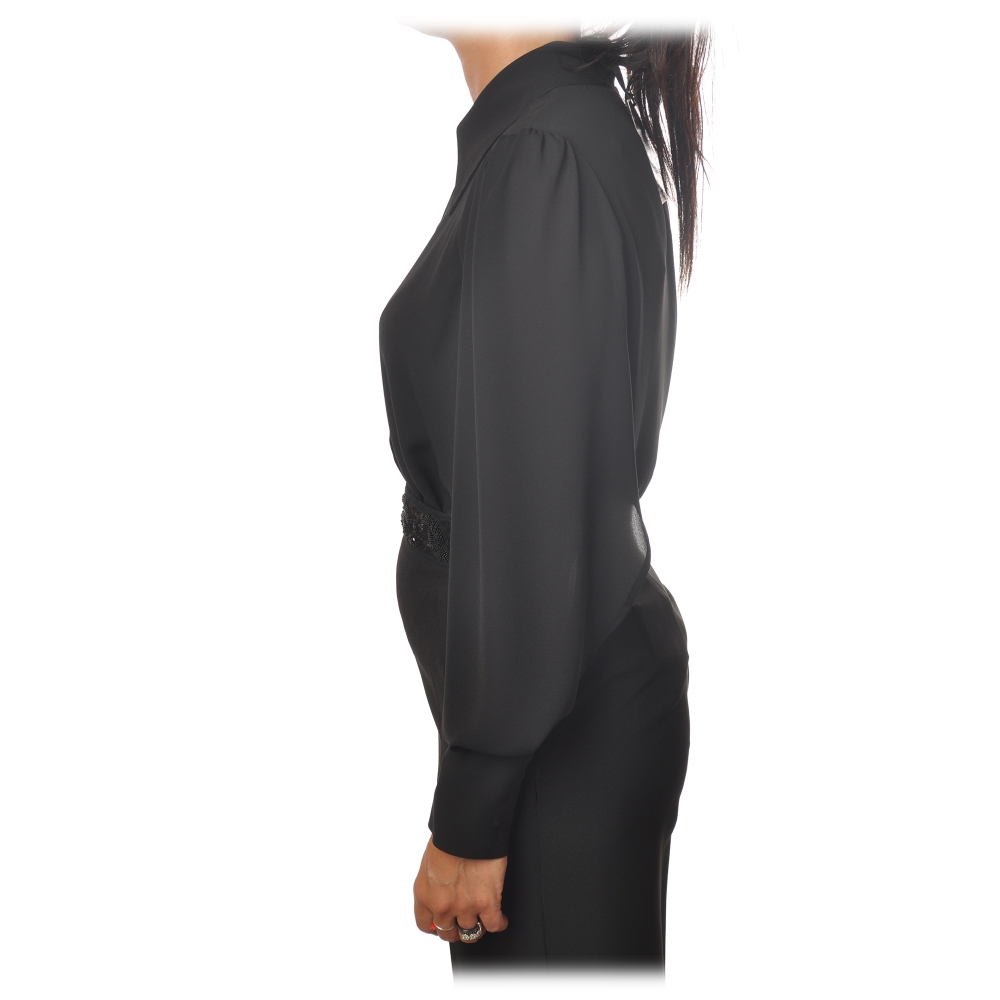 Elisabetta Franchi - Body with Long Sleeve - Black - Shirt - Made 
