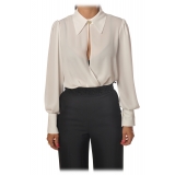 Elisabetta Franchi - Body with Long Sleeve - White - Shirt - Made in Italy - Luxury Exclusive Collection