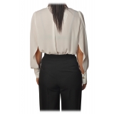 Elisabetta Franchi - Body Manica Lunga - Bianco - Camicia - Made in Italy - Luxury Exclusive Collection