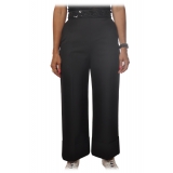 Elisabetta Franchi - High Waisted Wide Leg Trousers - Black - Trousers - Made in Italy - Luxury Exclusive Collection