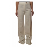 Elisabetta Franchi - High Waisted Wide Leg Trousers - White - Trousers - Made in Italy - Luxury Exclusive Collection