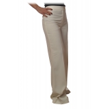 Elisabetta Franchi - Pantaloni Vita Alta Gamba Larga - Bianco - Pantaloni - Made in Italy - Luxury Exclusive Collection