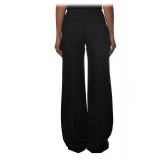 Elisabetta Franchi - Pantaloni Vita Alta Gamba Larga - Nero - Pantaloni - Made in Italy - Luxury Exclusive Collection