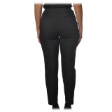 Elisabetta Franchi - High Waisted Straight Leg Trousers - Black - Trousers - Made in Italy - Luxury Exclusive Collection