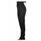 Elisabetta Franchi - High Waisted Straight Leg Trousers - Black - Trousers - Made in Italy - Luxury Exclusive Collection