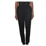 Elisabetta Franchi - High Waisted Straight Leg Trousers - Black - Trousers - Made in Italy - Luxury Exclusive Collection