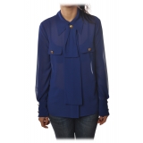 Elisabetta Franchi - Shirt with Long Sleeve - Blue - Shirt - Made in Italy - Luxury Exclusive Collection