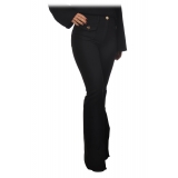 Elisabetta Franchi - Four Pocket Jeans Flared Leg - Black - Trousers - Made in Italy - Luxury Exclusive Collection