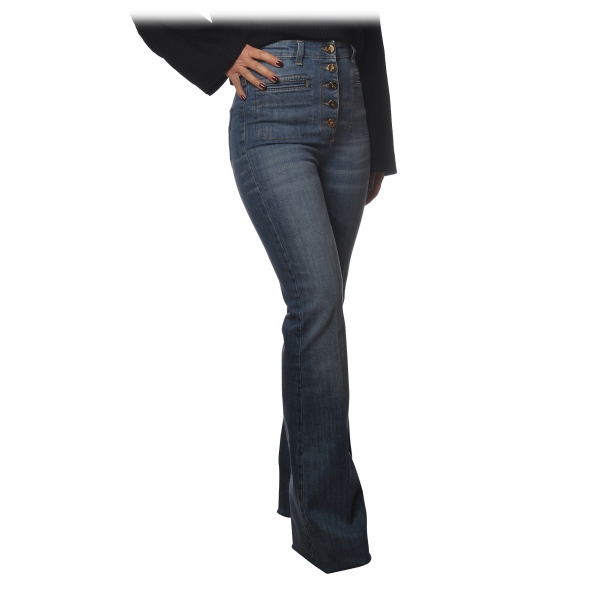 Elisabetta Franchi - High-Waisted Flare Jeans - Denim - Trousers - Made in Italy - Luxury Exclusive Collection