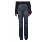 Elisabetta Franchi - Jeans Vita Alta a Zampa - Denim - Pantaloni - Made in Italy - Luxury Exclusive Collection