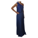 Elisabetta Franchi - Long One-Shoulder Model - Blue - Dress - Made in Italy - Luxury Exclusive Collection