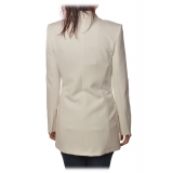 Elisabetta Franchi - Double-Breasted Model with Long Sleeve - White - Jacket - Made in Italy - Luxury Exclusive Collection