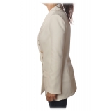 Elisabetta Franchi - Double-Breasted Model with Long Sleeve - White - Jacket - Made in Italy - Luxury Exclusive Collection