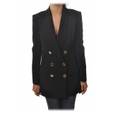 Elisabetta Franchi - Double-Breasted Model with Long Sleeve - Black - Jacket - Made in Italy - Luxury Exclusive Collection