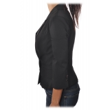Elisabetta Franchi - Double-Breasted Model with 3/4 Sleeve - Black - Jacket - Made in Italy - Luxury Exclusive Collection
