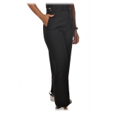 Elisabetta Franchi - Pantaloni Vita Alta Gamba Larga - Nero - Pantaloni - Made in Italy - Luxury Exclusive Collection