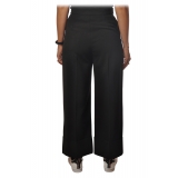 Elisabetta Franchi - High Waisted Wide Leg Trousers - Black - Trousers - Made in Italy - Luxury Exclusive Collection