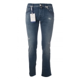 Jacob Cohën - Jeans 5 Tasche Slim Fit con Strappi - Denim Chiaro - Pantaloni - Made in Italy - Luxury Exclusive Collection