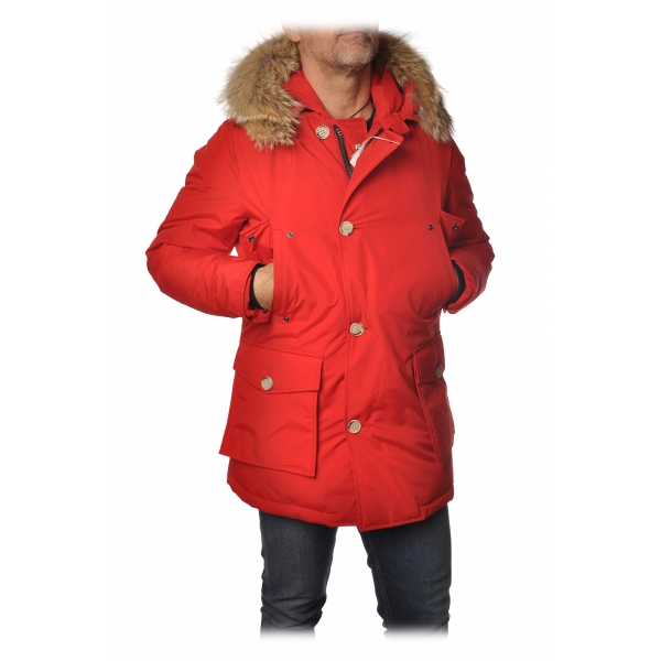 Woolrich Arctic Parka With Detachable Fur Red Jacket Luxury Exclusive Collection Avvenice