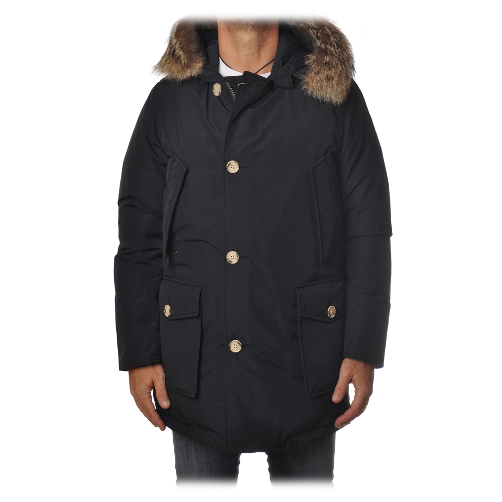 Woolrich Arctic Parka With Detachable Fur Blue Jacket Luxury Exclusive Collection Avvenice