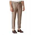 Cruna - Pantalone Raval in 100 % Lino - 545 - Moro - Handmade in Italy - Pantaloni di Alta Qualità Luxury