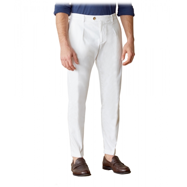 Cruna - Pantalone Raval in Cotone - 520 - Off White - Handmade in Italy - Pantaloni di Alta Qualità Luxury
