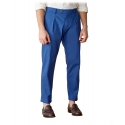 Cruna - Raval Trousers in Cotton - 520 - Avio - Handmade in Italy - Luxury High Quality Pants