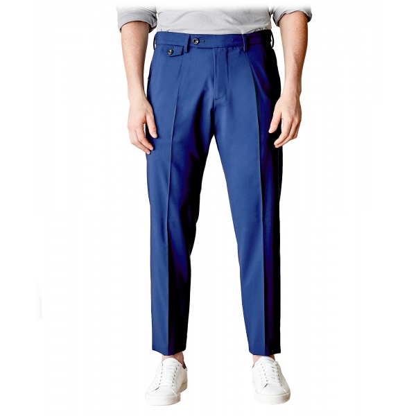 Cruna - Raval Trousers in Fresh Wool - 560 - Navy - Handmade in Italy - Luxury High Quality Pants