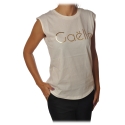 Gaëlle Paris - T-Shirt Girocollo Senza Manica - Bianco - T-Shirt - Made in Italy - Luxury Exclusive Collection