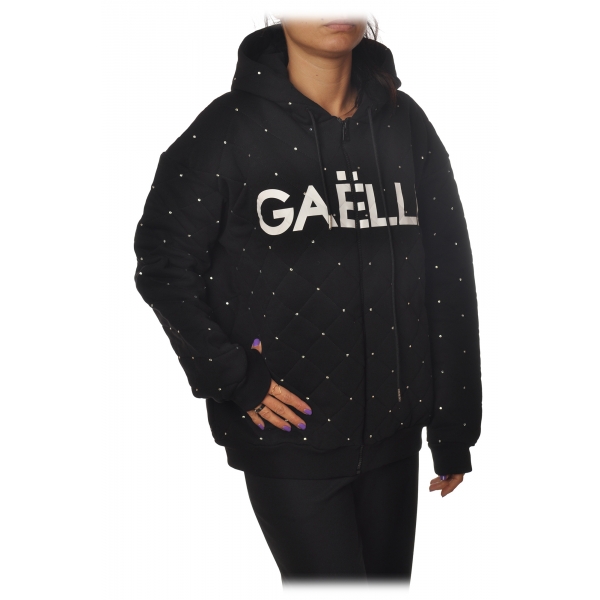Gaëlle Paris - Sweatshirt with Hood and Zip Closure - Black - Sweatshirt - Made in Italy - Luxury Exclusive Collection