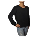 Gaëlle Paris - Crewneck Pullover with Opening on the Back - Black - Sweater - Made in Italy - Luxury Exclusive Collection