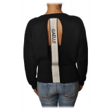 Gaëlle Paris - Crewneck Pullover with Opening on the Back - Black - Sweater - Made in Italy - Luxury Exclusive Collection