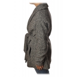 Woolrich - Belted Wool Coat - Black Herringbone - Jacket - Luxury Exclusive Collection