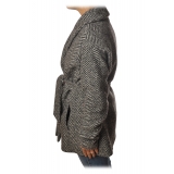 Woolrich -  Cappotto in Lana con Cintura - Black Herringbone - Giacca - Luxury Exclusive Collection