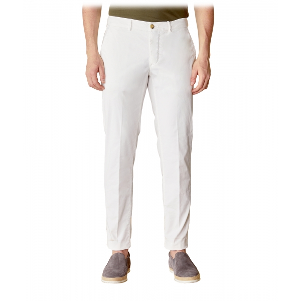 Cruna - Pantalone New Town in Cotone - 522 - Off White - Handmade in Italy - Pantaloni di Alta Qualità Luxury
